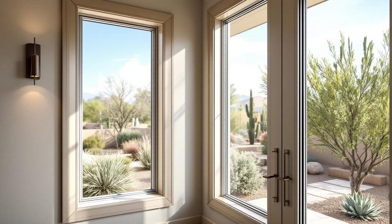 Custom window design with modern hardware and finish